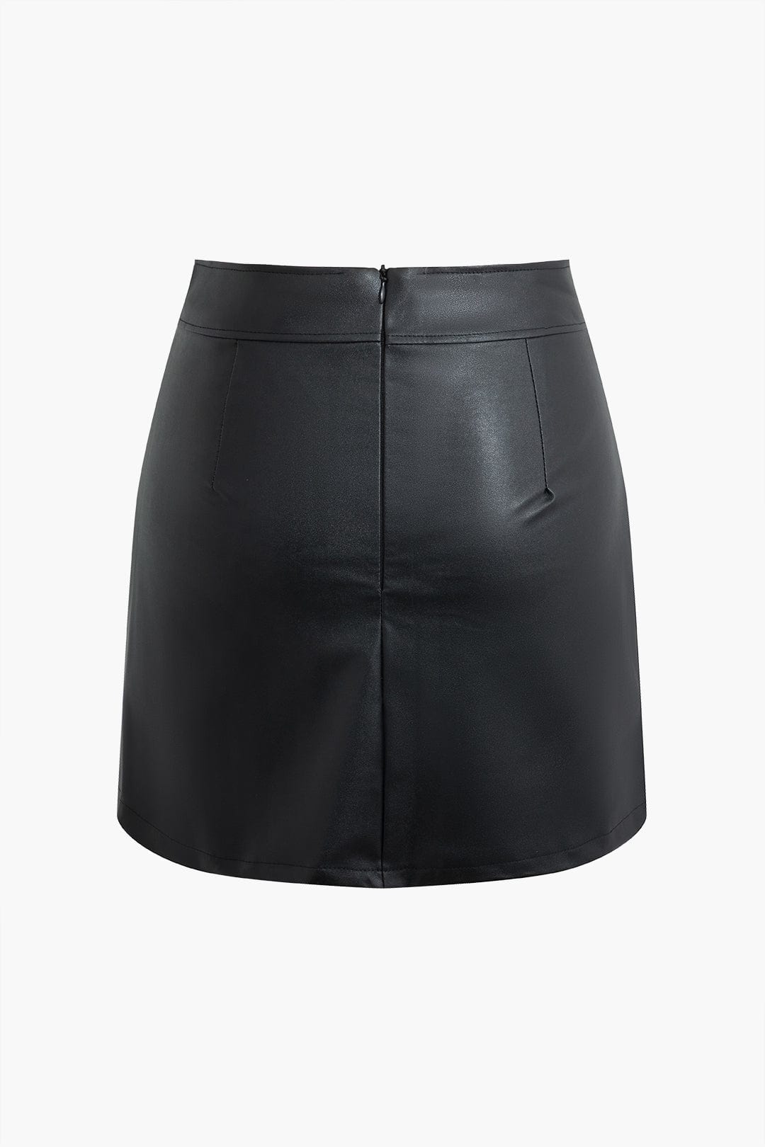 Kort Leer Minirok Asymmetrisch Met Zijsplit