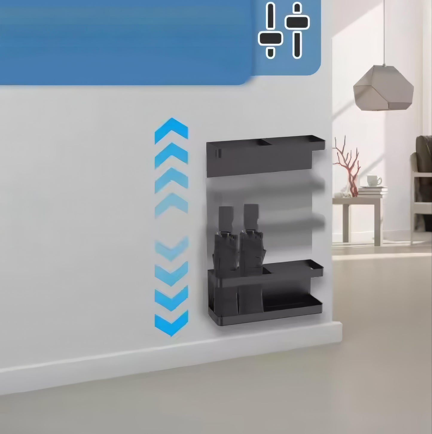 Compacte Parapluhouder Wandmontage Zwart IJzer met Lekbak voor Hal – Ruimtebesparend & Praktisch