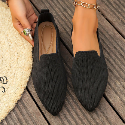 Dames Platte Loafers Comfortabele Gebreide Schoenen