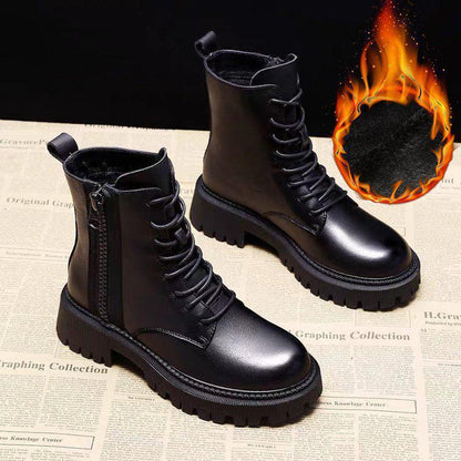 Dames Winterlaarzen Stevige Comfortabele Chunky Boots met Veters