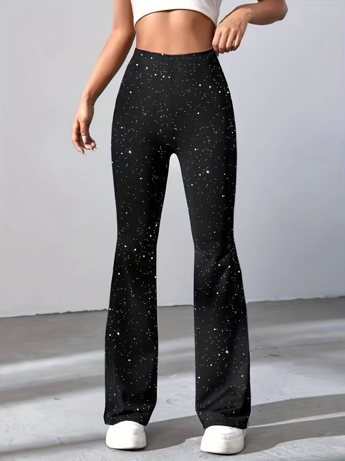 Vrouwelijke Flared Broek Glitter Comfortabele Strijdbroek