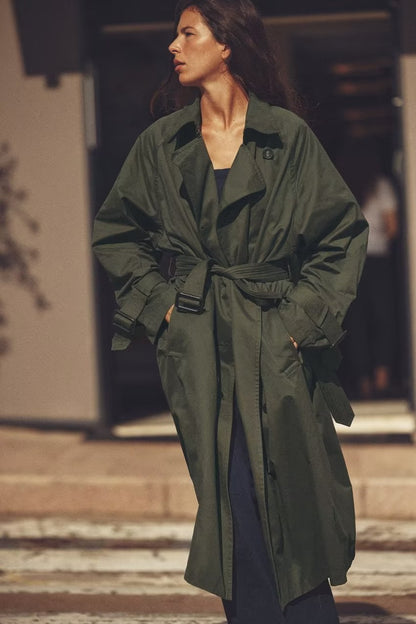 Dames Trenchcoat Lange Voorjaarsjas met Ceintuur Trendy Look