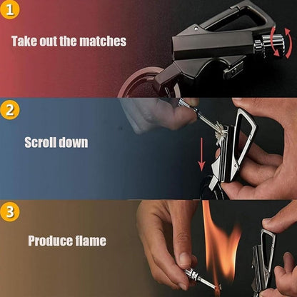 Permanente lucifer sleutelhanger met flesopener – 3-in-1 survival aansteker voor outdoor gebruik