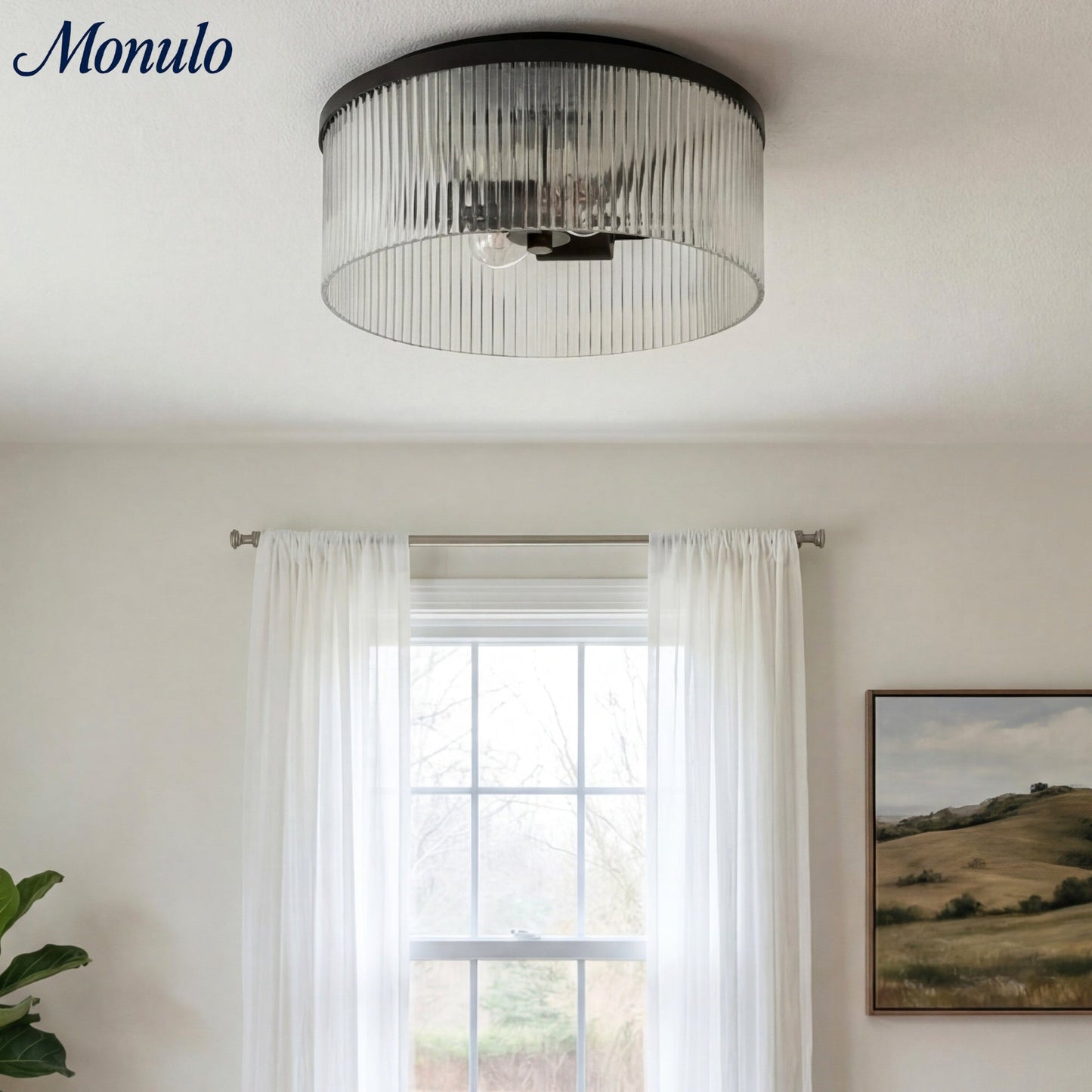 Geribbelde Glazen Plafondlamp Modern Laagbouw Ontwerp Slaapkamer Woonkamer Gang