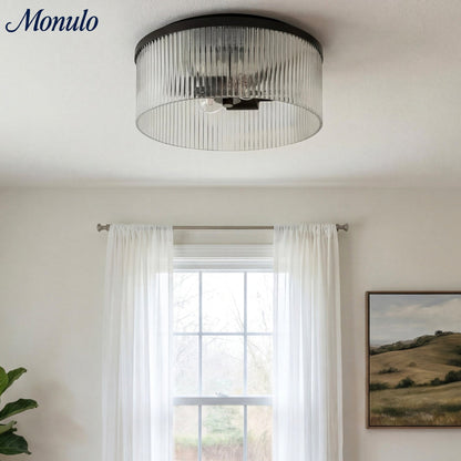 Geribbelde Glazen Plafondlamp Modern Laagbouw Ontwerp Slaapkamer Woonkamer Gang