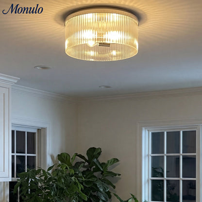 Geribbelde Glazen Plafondlamp Modern Laagbouw Ontwerp Slaapkamer Woonkamer Gang