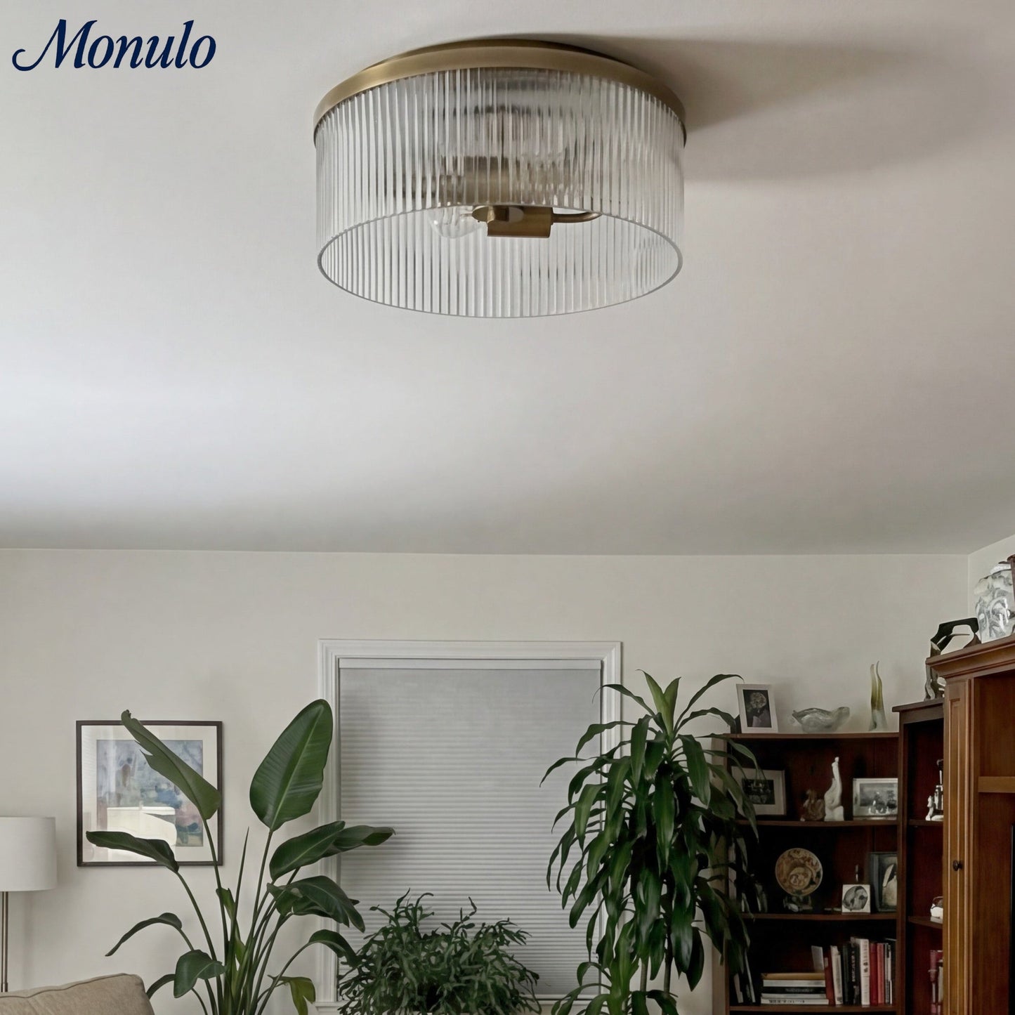 Geribbelde Glazen Plafondlamp Modern Laagbouw Ontwerp Slaapkamer Woonkamer Gang