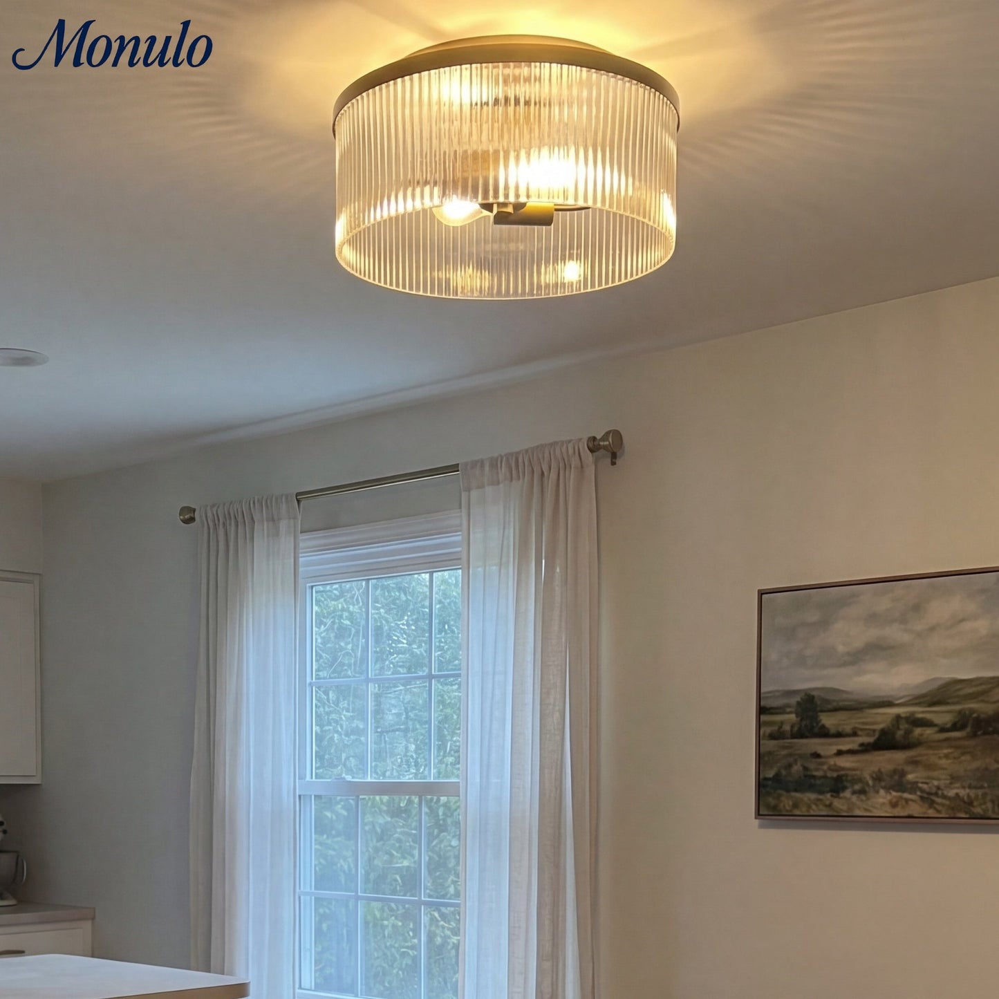 Geribbelde Glazen Plafondlamp Modern Laagbouw Ontwerp Slaapkamer Woonkamer Gang