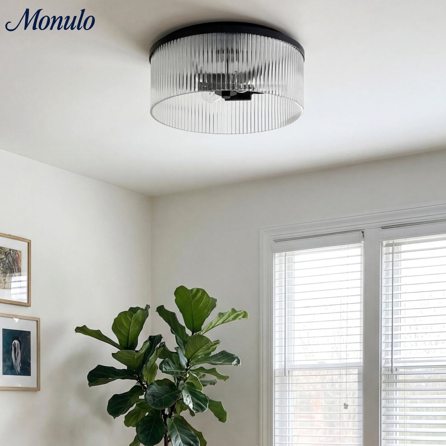Geribbelde Glazen Plafondlamp Modern Laagbouw Ontwerp Slaapkamer Woonkamer Gang