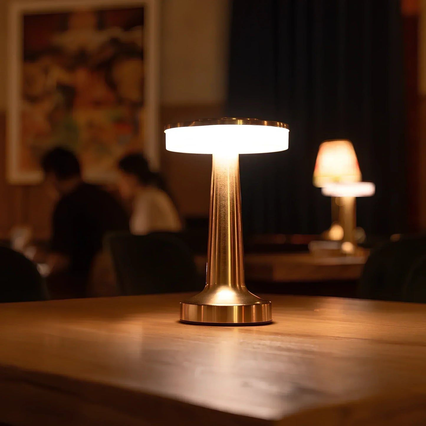 Tafellamp Draadloos Oplaadbaar Dimbaar Metaal LED 3 Lichtkleuren USB-C Goud Zilver Zwart Retro Restaurant Bar Nachtkastje Sfeerlamp Draagbaar