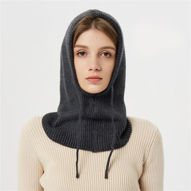 Gebreide Muts met Trekkoord – Winter Beanie met Capuchon voor Koude Dagen