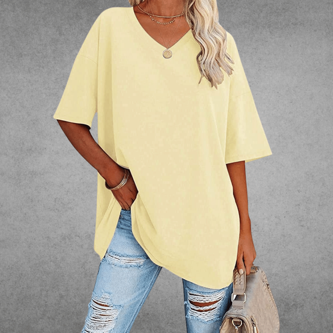 Variant image for T-Shirt Donna - Scollo a V Casual Maglietta-51
