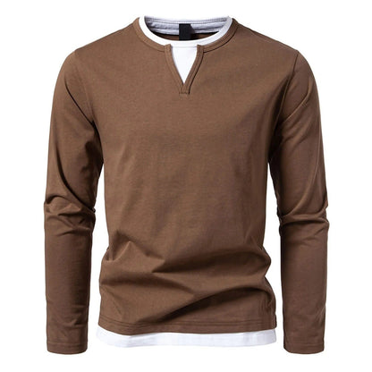 Mannen Longsleeve V-Hals Shirt Casual Kleding