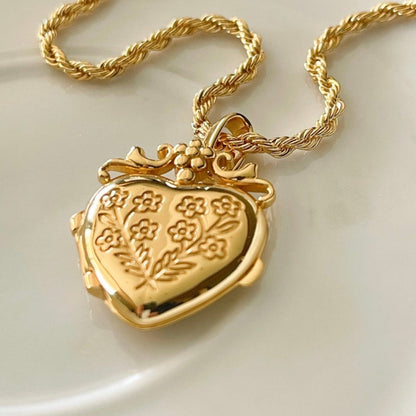 Dames Ketting Hartvormig met Bloemen Zilver