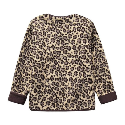 Dames Teddyjas Zacht Leopard Print Stijlvolle Jas