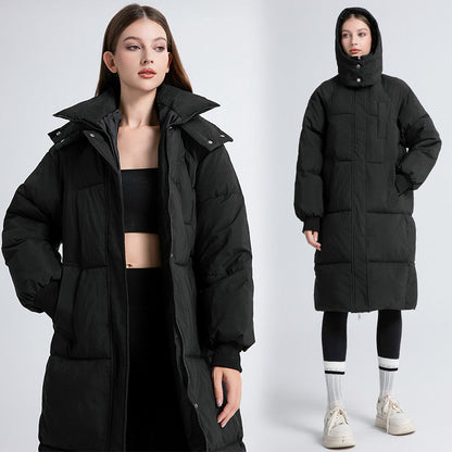 Dames Winterjas Lange Gewatteerde Warme Parka met Capuchon