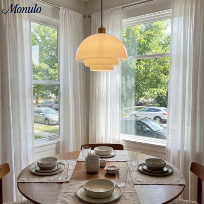 Glazen Hanglamp met Gelaagd Design – Melkwit Matglas voor Eetkamer en Woonkamer