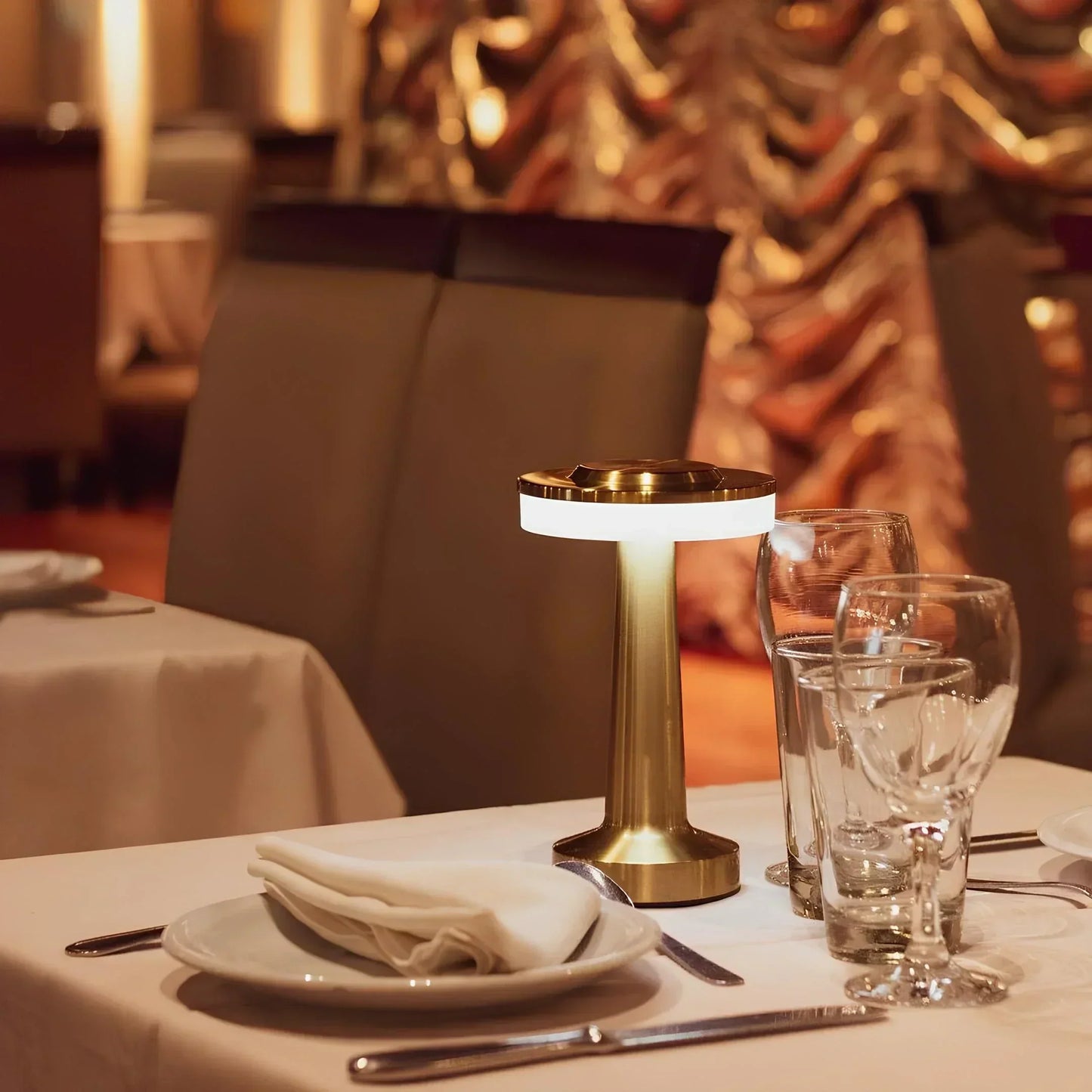 Tafellamp Draadloos Oplaadbaar Dimbaar Metaal LED 3 Lichtkleuren USB-C Goud Zilver Zwart Retro Restaurant Bar Nachtkastje Sfeerlamp Draagbaar