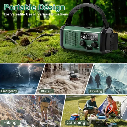 Multifunctionele Dynamo Noodradio 10000mAh Zonnepaneel Handslinger Weeralarm Zaklamp Powerbank Camping