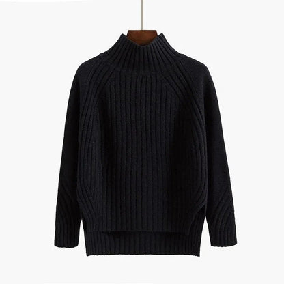 Dames Trui Mosterdgeel Geribd Warme Wintertrui