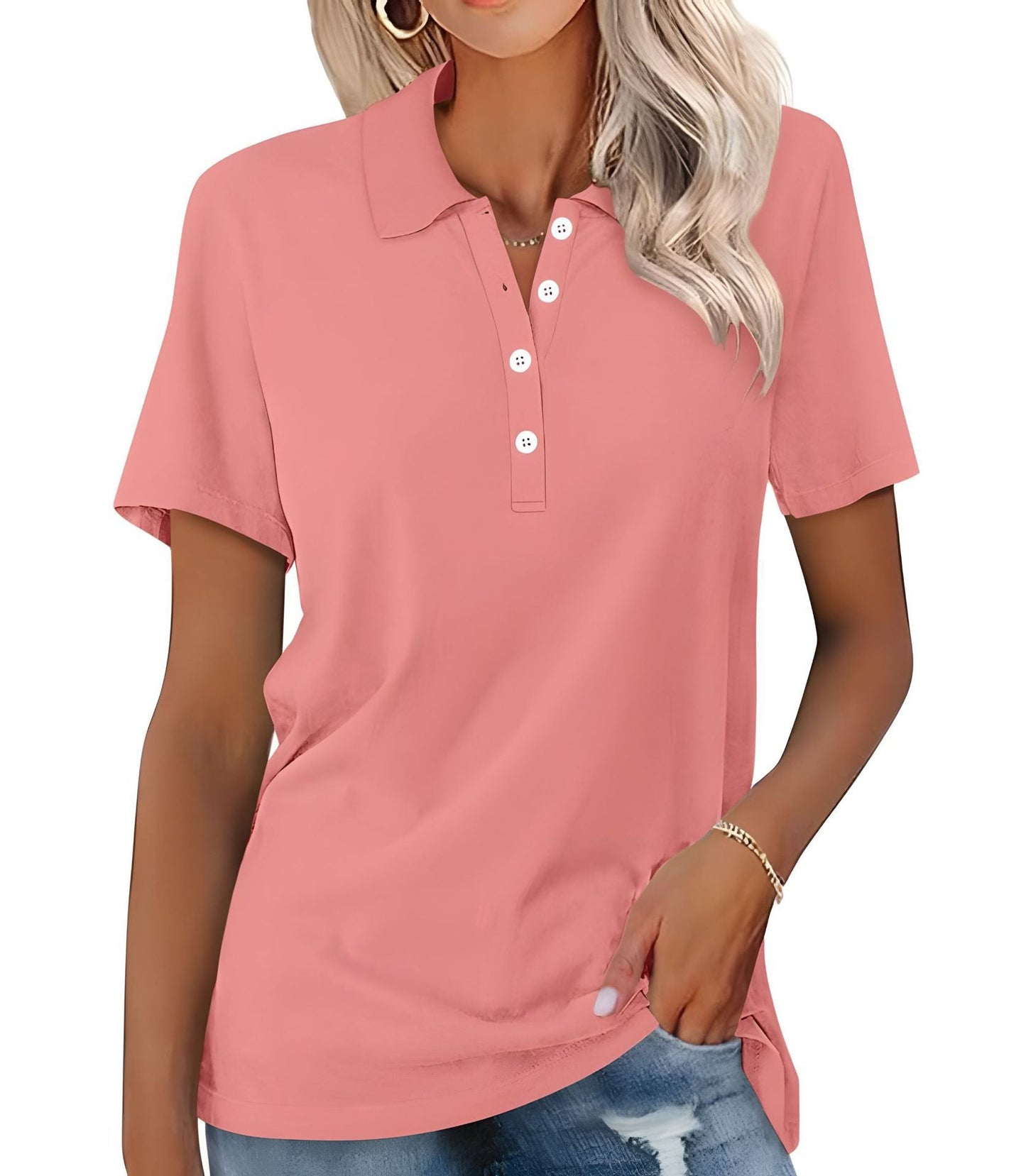 Dames Polo Top Kortemouw Zomerjurk Basic Wit