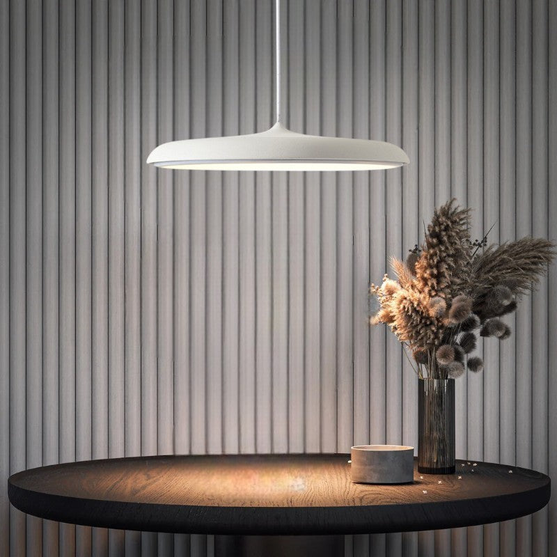 Scandinavische ultradunne schijfvormige hanglamp met diffuus ledlicht voor moderne interieurs