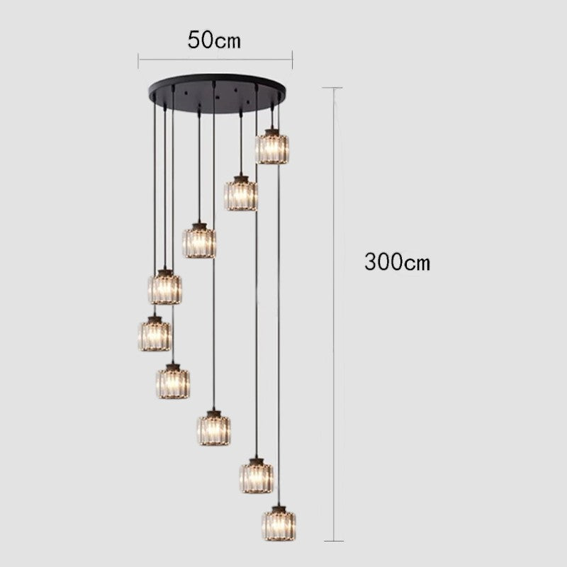 Kristallen Hanglamp Goud Trap Hal 6 of 9 Lichts Cascaderend | Vintage Kroonluchter Eetkamer Hoge Plafond