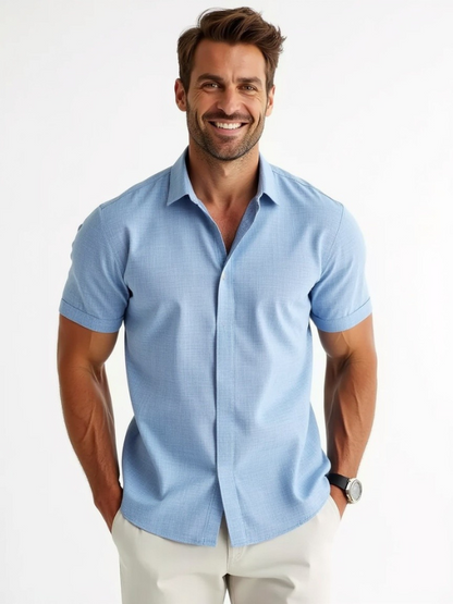 Mannen Zomerhemd Korte Mouwen Losse Fit Casual