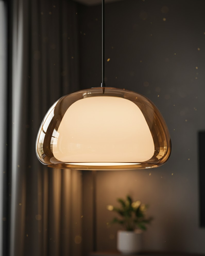 Luxe Glazen Hanglamp Met Mat En Transparant Glas In Minimalistisch Japandi Design
