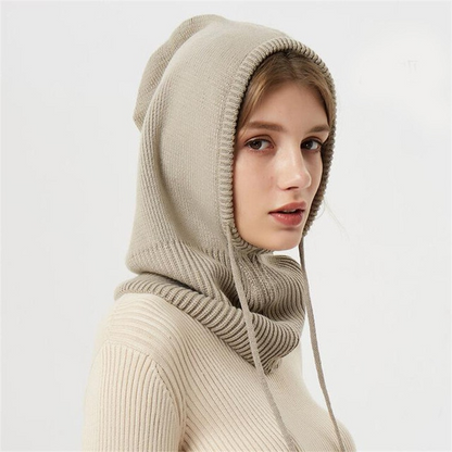 Gebreide Muts met Trekkoord – Winter Beanie met Capuchon voor Koude Dagen