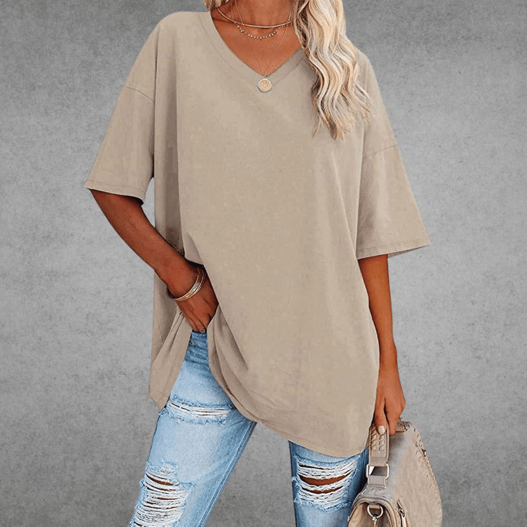 Dames T-shirt V-hals Zomerse Korte Mouw