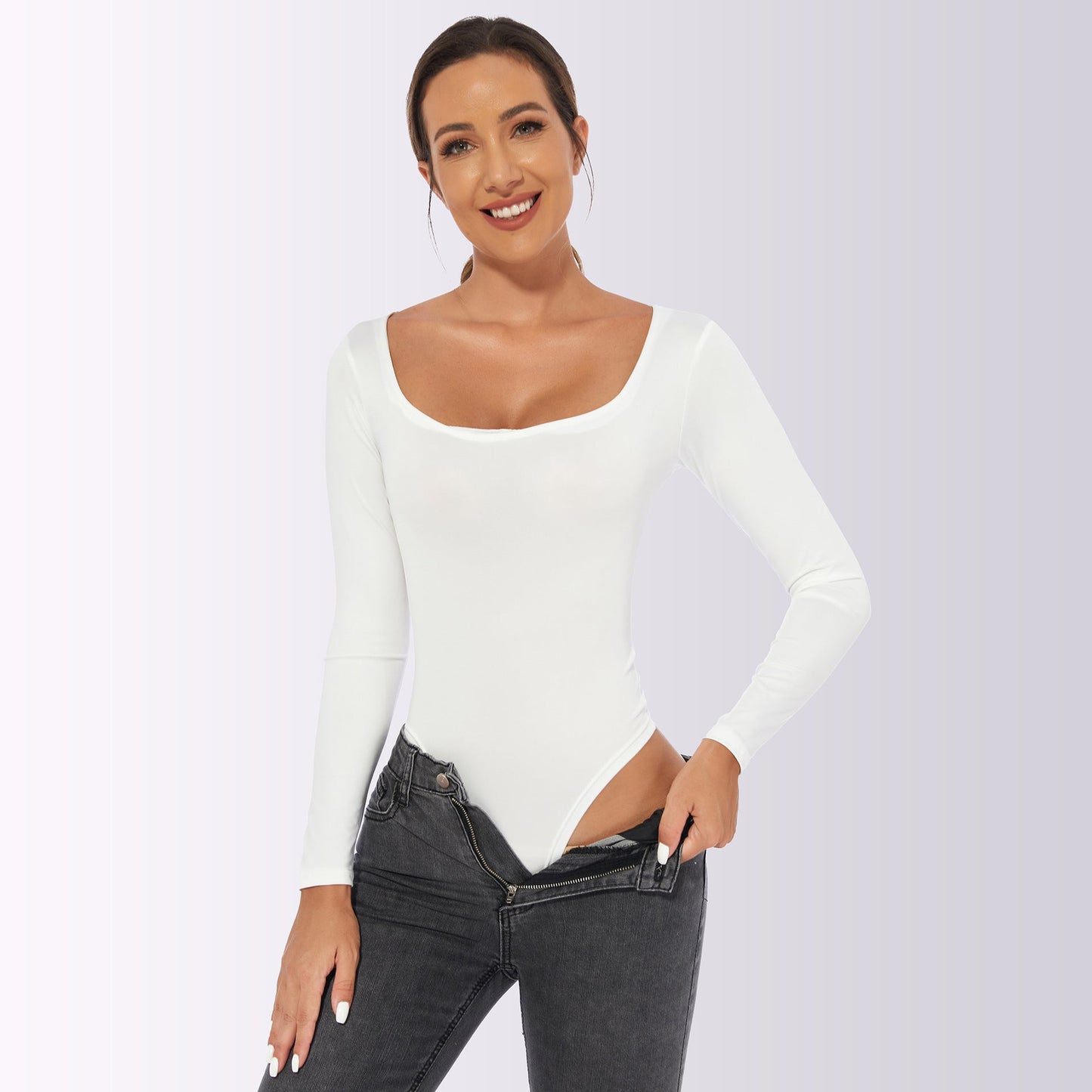 Dames Bodysuit Lange Mouwen Slank Makend Comfortabel