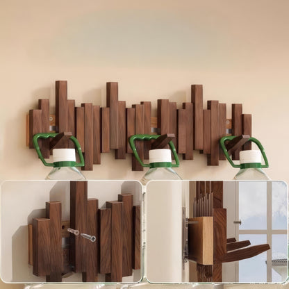 Wandkapstok met Magnetische Opvouwhaken - Scandinavisch Design - 4 tot 10 Haken - Modern Essenhout of Walnoot - Ruimtebesparend Hallway Organizer - Sleutellochophanging