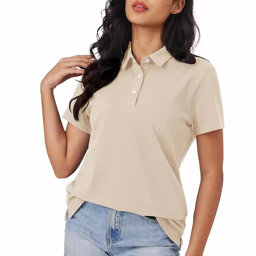 Dames Polo Top Kortemouw Zomerjurk Basic Wit