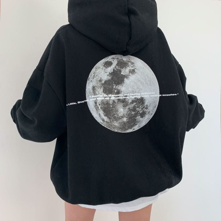 Dames Hoodie Space Print Casual Streetwear → Dames Hoodie Space Print Casual Straatmode