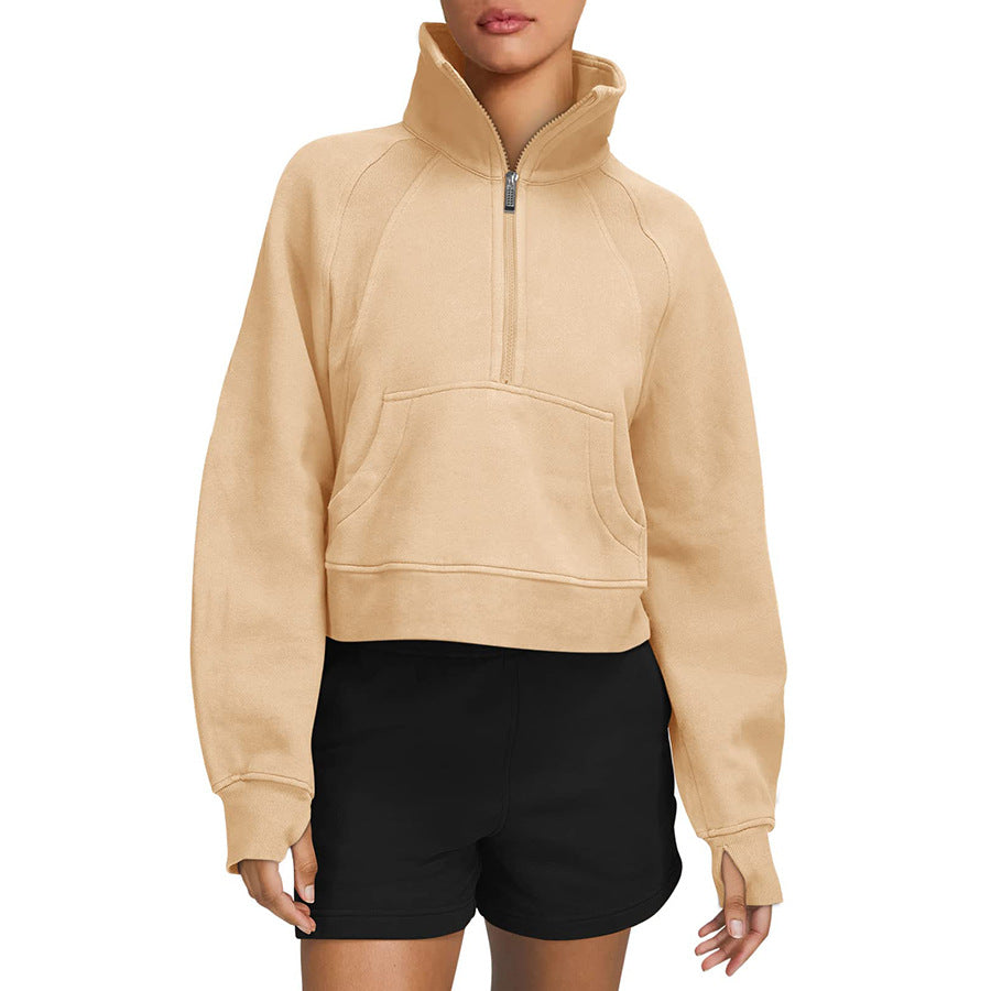 Dames Sweatshirt Zacht Sportief met Halve Rits