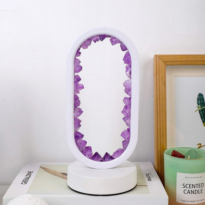 Tafellamp Amethist Handgemaakt Natuurkristal LED E14 Paars Roze Sfeer Slaapkamer Meditatie Yoga Rustgevend Decoratie Innerlijke Rust