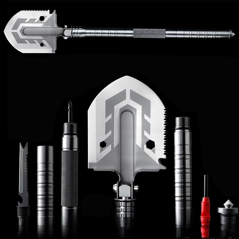 16-in-1 Tactische Overlevingsschep – Multifunctioneel Campinggereedschap met Zaag, Mes & Firestarter voor Outdoor Avonturen