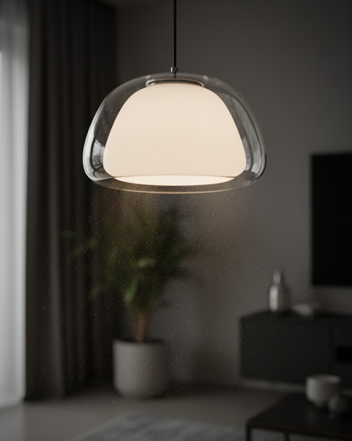 Luxe Glazen Hanglamp Met Mat En Transparant Glas In Minimalistisch Japandi Design