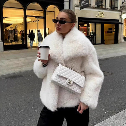 Dames Faux Fur Jas Luxe Imitatie Bont Stijlvol