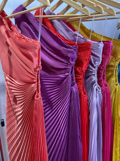 Elvira | Elegante Enkelschouderjurk Rimpel Stijl