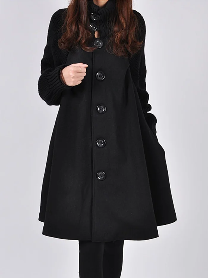 Lange Oversized Jas Zwart voor Vrouw