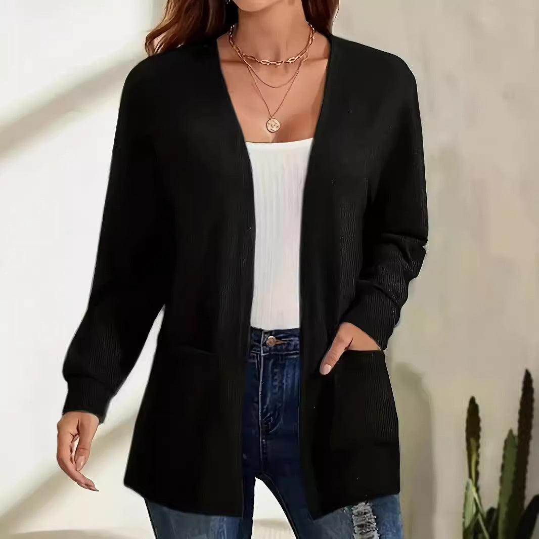 Dames Vest Met Zakken Elegant Lange Mouw