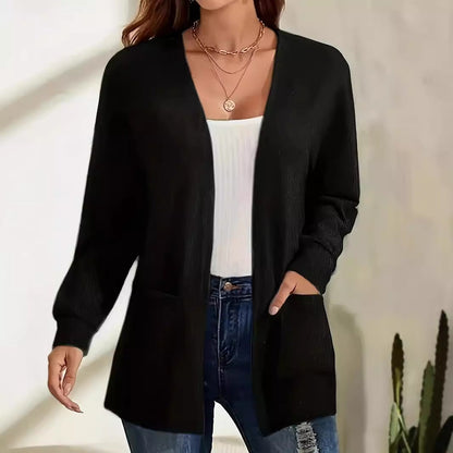 Dames Vest Met Zakken Elegant Lange Mouw