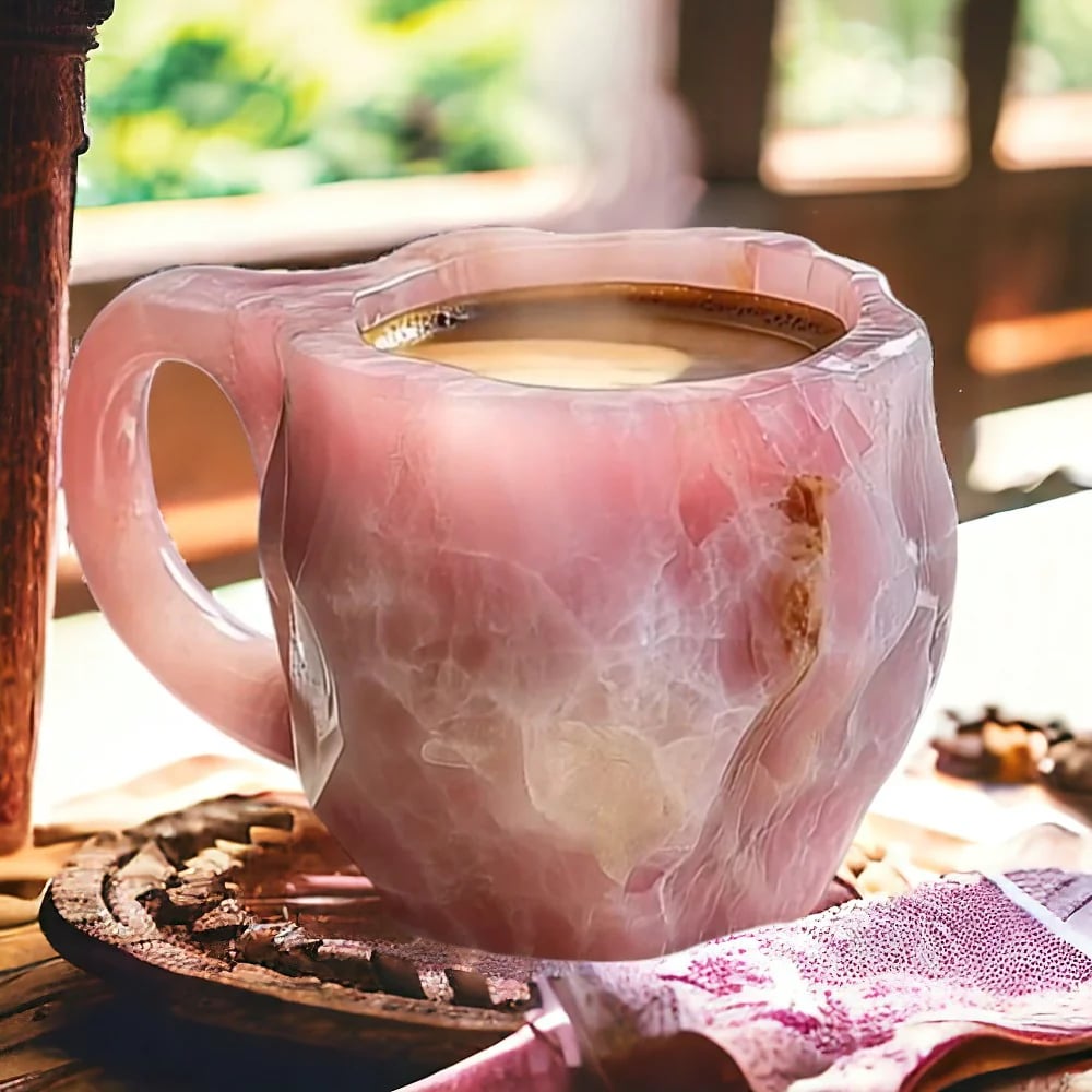 Kristalmok met Natuursteen Effect – Handgemaakte Mok Geïnspireerd op Edelstenen – 200ml Keramiek voor Thee, Koffie of Wijn