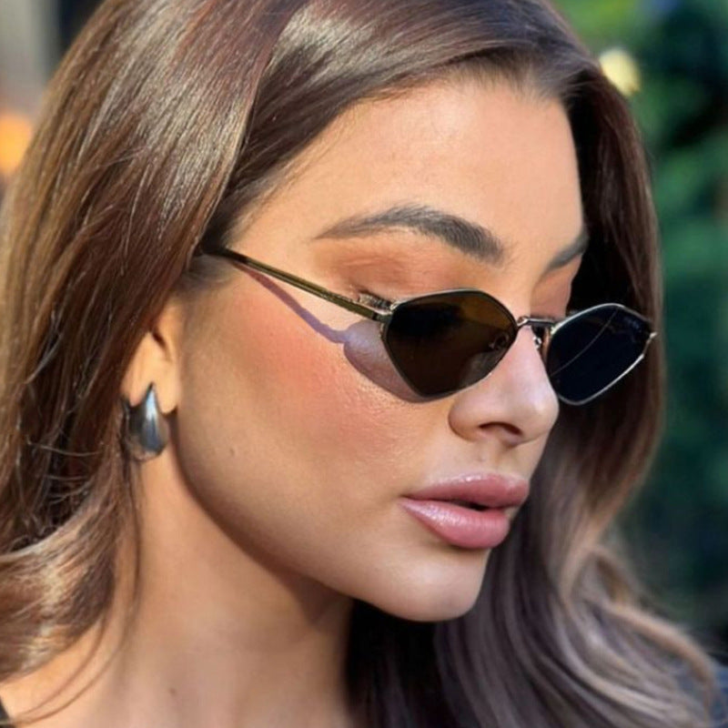 Dames Zonnebril Cat Eye Slank Metaal Montuur