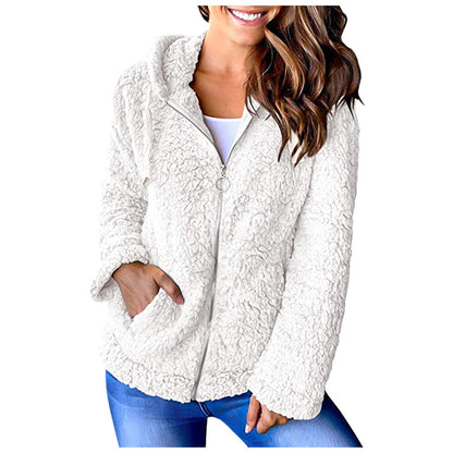 Dames Fleece Hoodie Zwart met Rits Zakken en Capuchon