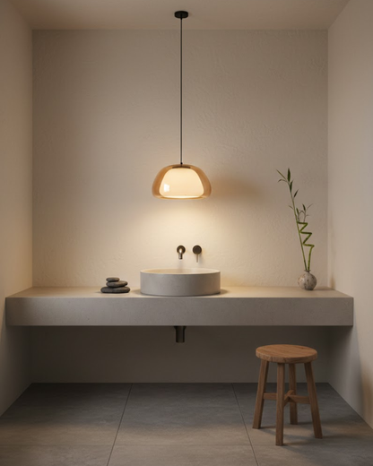 Luxe Glazen Hanglamp Met Mat En Transparant Glas In Minimalistisch Japandi Design