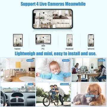 Draadloze Minibewaakingscamera met Live Audio & Video | Magnetische Beveiligingscamera voor Binnen & Buiten