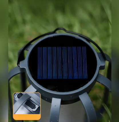 Solar Lantaarn Buiten 12cm Vlammeffect USB-C Oplaadbaar 1500mAh Automatisch Tuin Terras Balkon Sfeerverlichting Henneptouw Zonne-energie